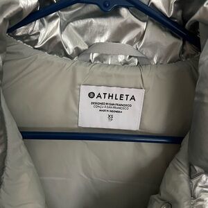 New Athleta Silver Metallic Down Filled Vest